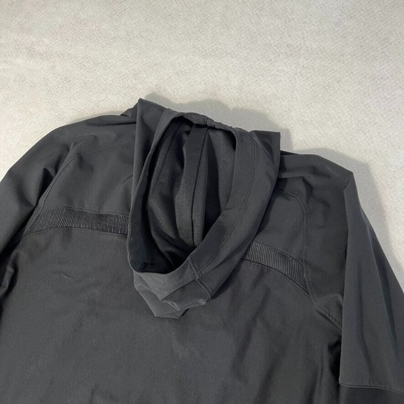Under Armour Mens Vanish Popover Medium M Hood Threadborn Fitted Black 1/4 Zip - Picture 9 of 10